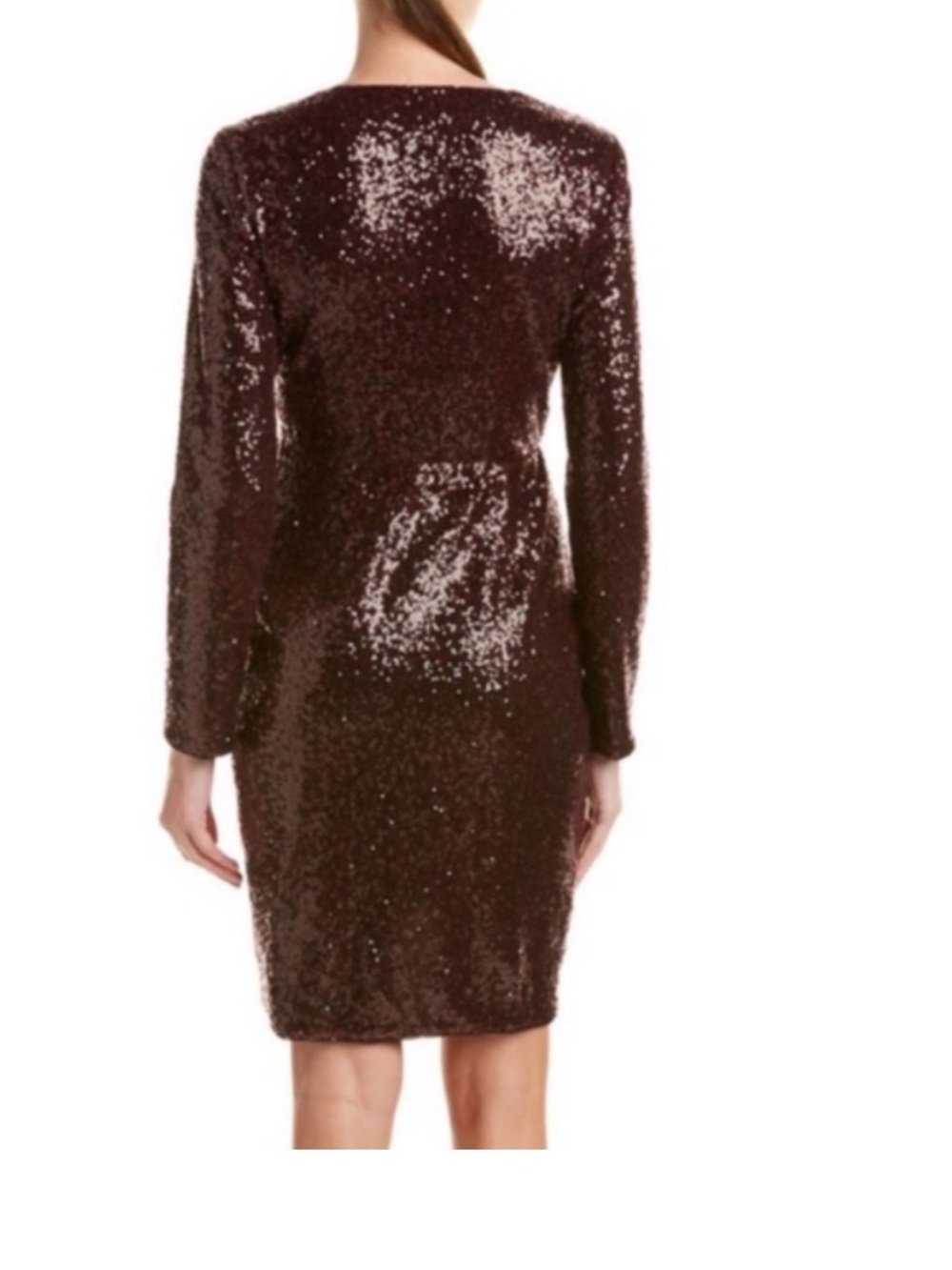 RACHEL Rachel Roy Burgundy Sequin Long Sleeve Dress - Picture 3 of 7